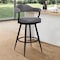Armen Living Justin 30" Bar Height Swivel Vintage Gray Faux Leather Bar Stool with Black Metal Legs LCJTBABLVG30 - alternate 7